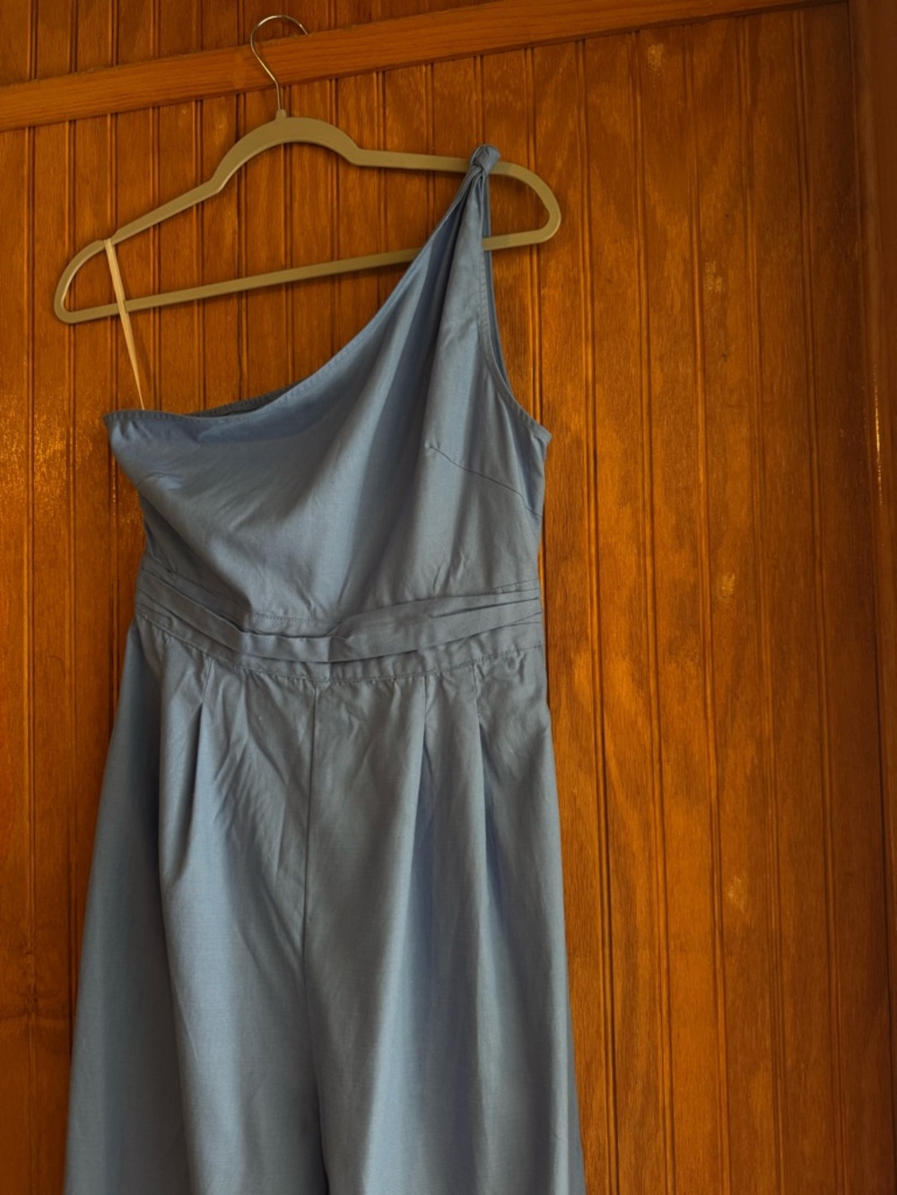 One-Shoulder Wide-Leg Jumpsuit in Sky Blue - Picture 3 of 5
